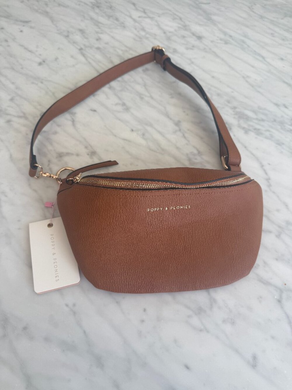 Brown Poppy and Peonies Sidekick Cognac Purse